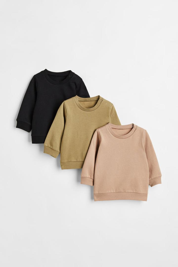 H & M - 3-pack Cotton Sweatshirts - Green