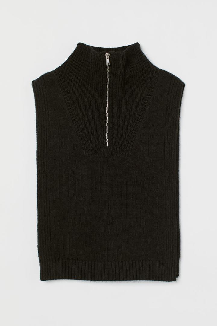 H & M - Knit Collar With Zipper - Black