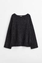 H & M - Oversized Fluffy Sweater - Black