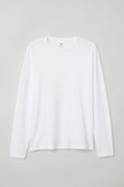 H & M - Regular Fit Long-sleeved Shirt - White
