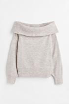 H & M - Off-the-shoulder Sweater - Brown