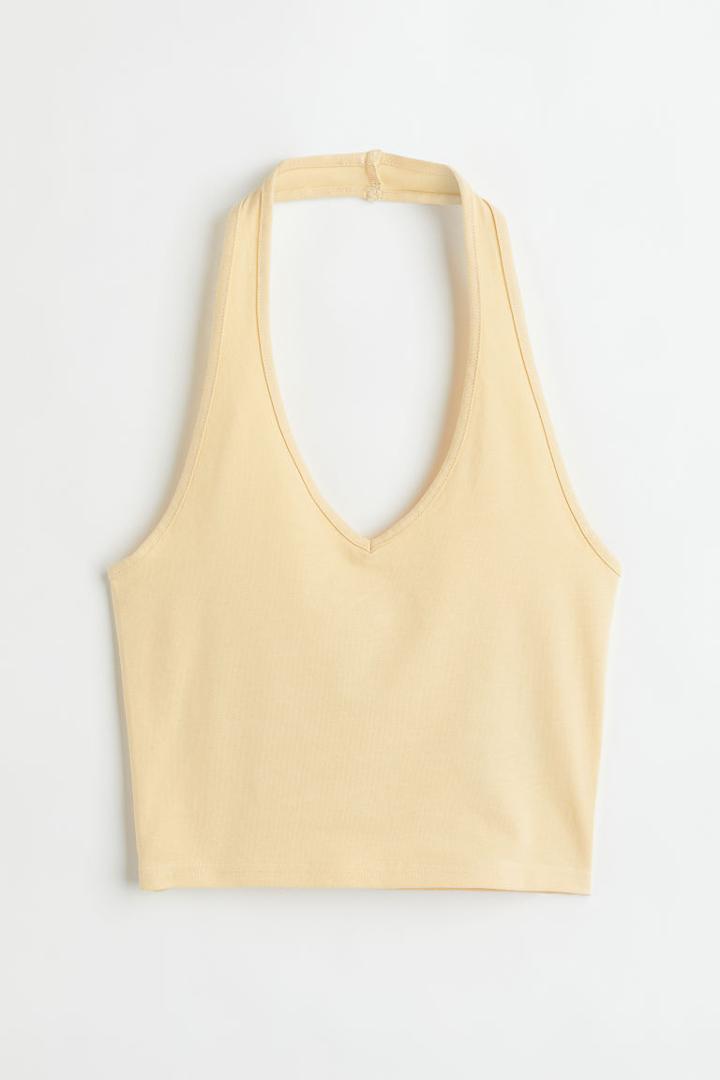 H & M - Halterneck V-neck Top - Yellow