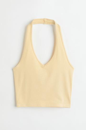 H & M - Halterneck V-neck Top - Yellow