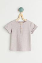 H & M - T-shirt With Buttons - Purple