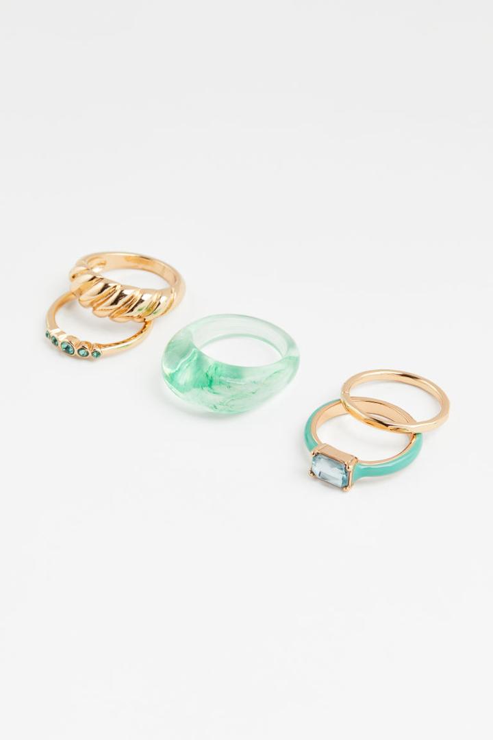 H & M - 5-pack Rings - Green