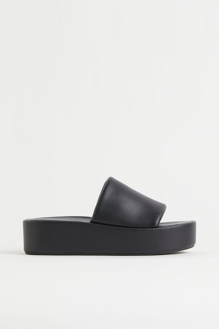 H & M - Platform Slides - Black