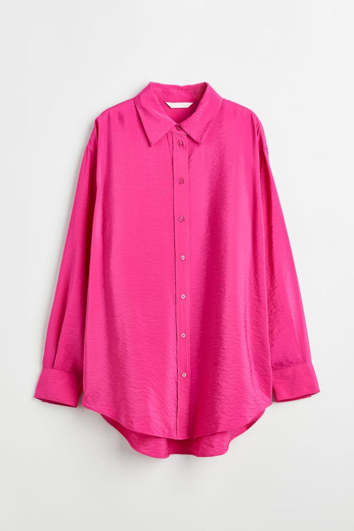 H & M - Crinkled Shirt - Pink
