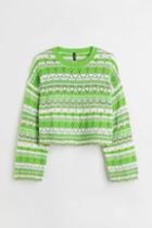 H & M - H & M+ Pointelle-knit Sweater - Green