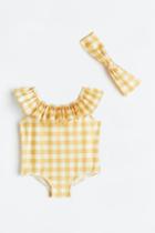 H & M - Swimsuit And Hairband Set - Yellow