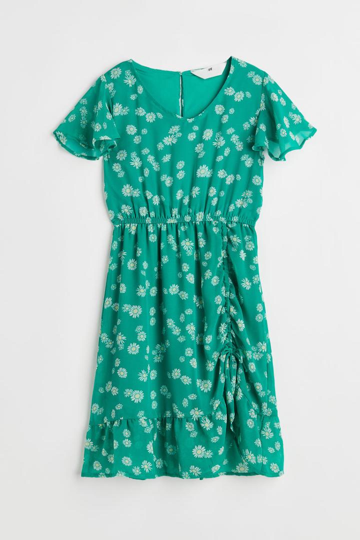 H & M - Flounce-hem Dress - Green