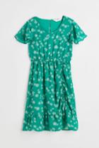 H & M - Flounce-hem Dress - Green
