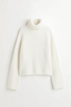 H & M - Ribbed Turtleneck Sweater - White