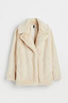 H & M - Single-breasted Faux-fur Jacket - Beige