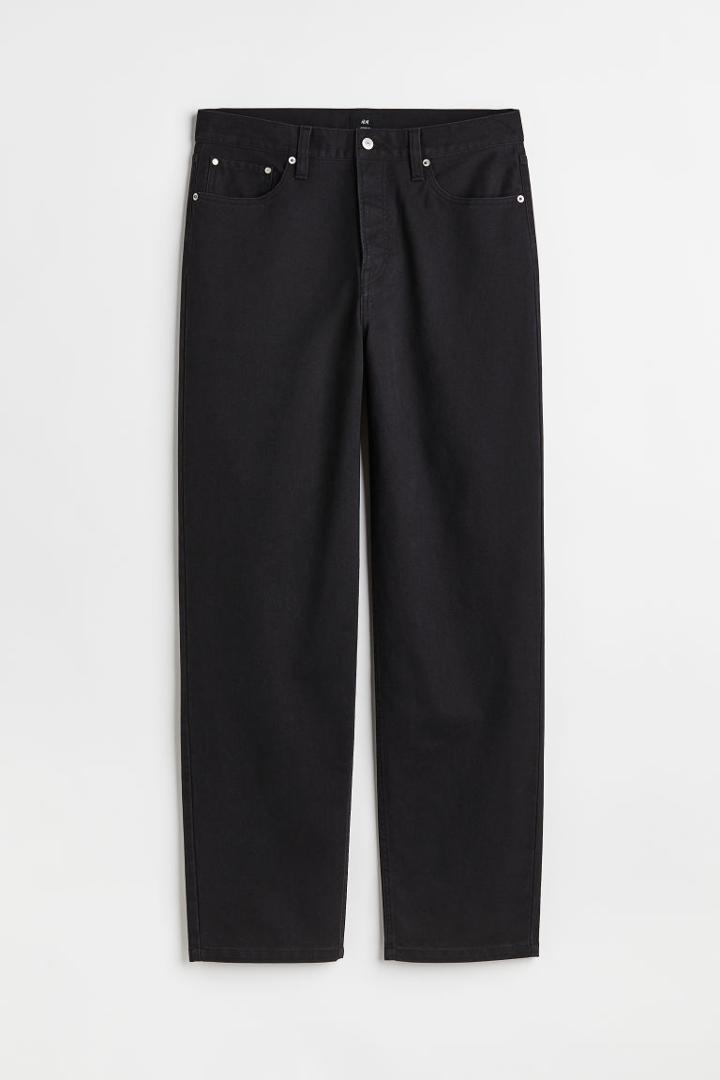 H & M - Loose Fit 5-pocket Twill Pants - Black