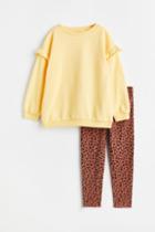 H & M - 2-piece Top And Leggings Set - Orange