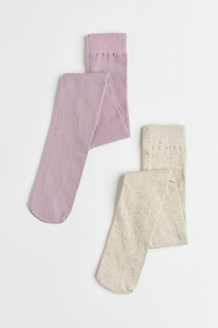H & M - 2-pack Fine-knit Tights - Purple