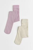 H & M - 2-pack Fine-knit Tights - Purple