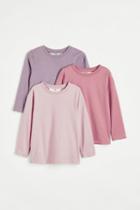 H & M - 3-pack Long-sleeved Cotton Shirts - Pink