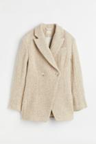 H & M - Double-breasted Silk-blend Jacket - Beige