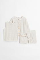 H & M - 3-piece Fine-knit Cotton Set - White