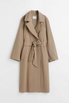 H & M - Tie-belt Twill Coat - Green