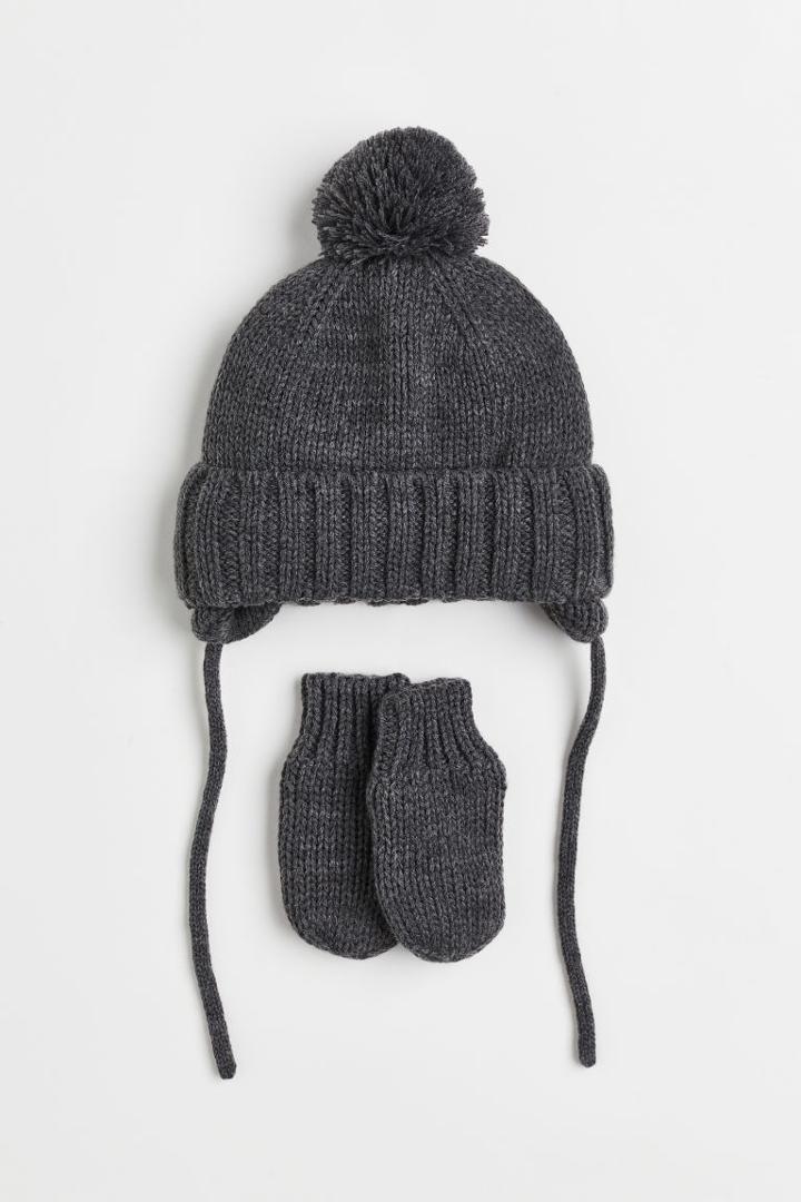 H & M - Knitted 2-piece Set - Gray