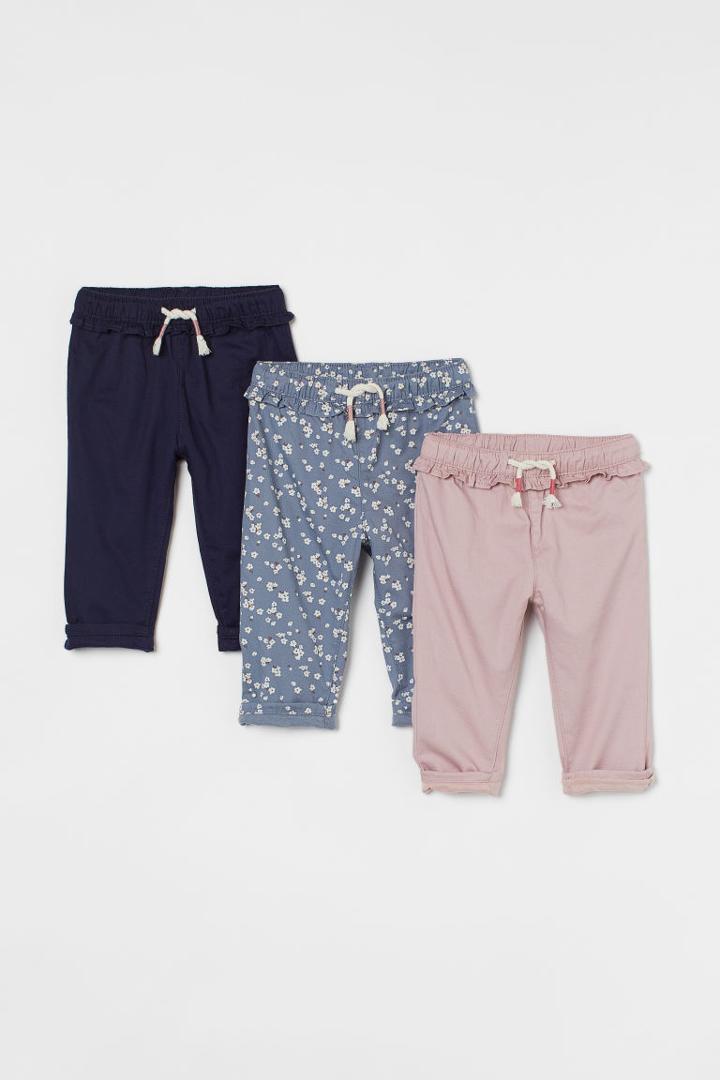 H & M - 3-pack Lined Twill Pants - Blue