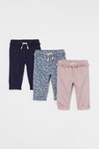 H & M - 3-pack Lined Twill Pants - Blue