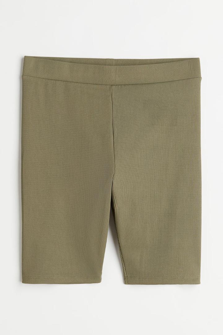 H & M - Ribbed Bike Shorts - Green