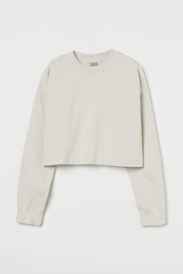 H & M - Crop Sweatshirt - Beige