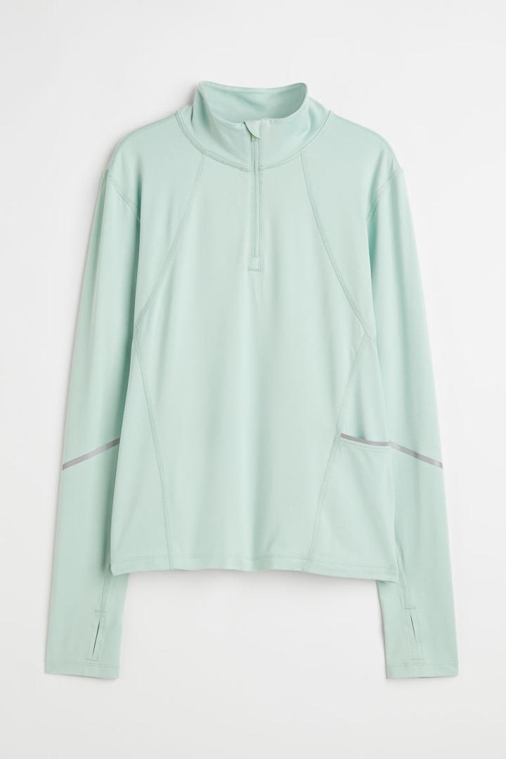 H & M - Drymove&trade; Half-zip Sports Top - Green