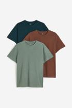 H & M - 3-pack Regular Fit Crew-neck T-shirts - Green