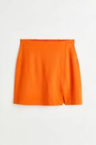 H & M - Short Wrap-front Skirt - Orange