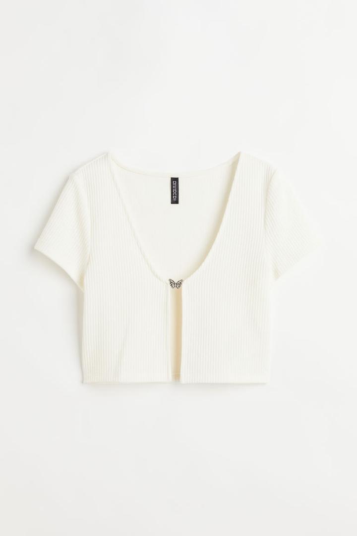 H & M - Crop Cardigan - White