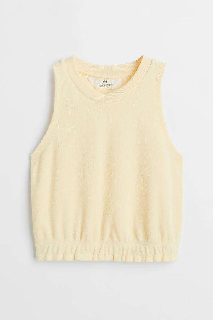 H & M - Terry Crop Tank Top - Yellow