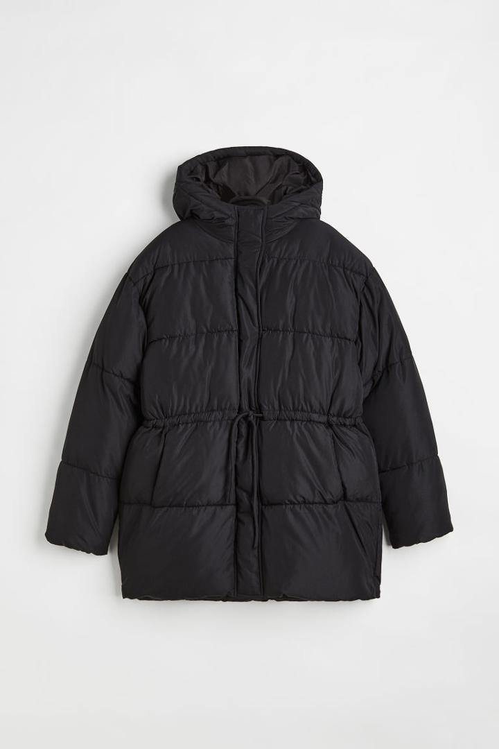 H & M - Drawstring-waist Puffer Jacket - Black
