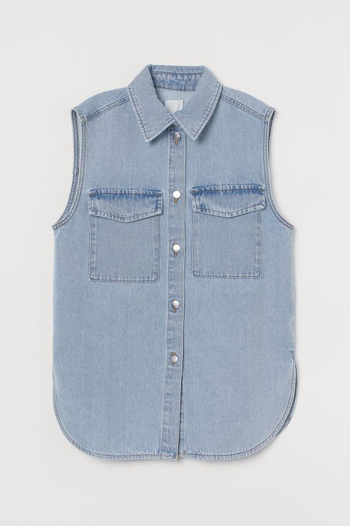 H & M - Sleeveless Shirt Jacket - Blue