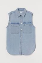 H & M - Sleeveless Shirt Jacket - Blue