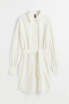 H & M - Tie-belt Shirt Dress - White