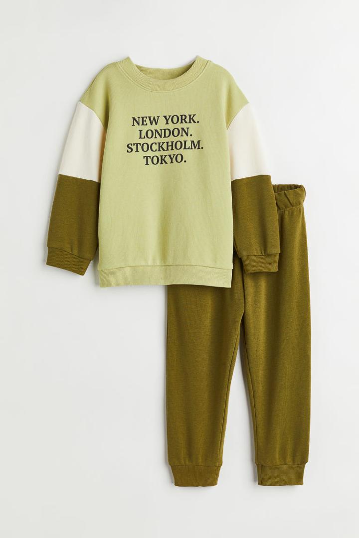 H & M - 2-piece Printed Set - Green