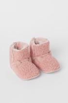 H & M - Faux Shearling-lined Slippers - Pink