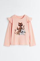 H & M - Ruffle-trimmed Top - Orange