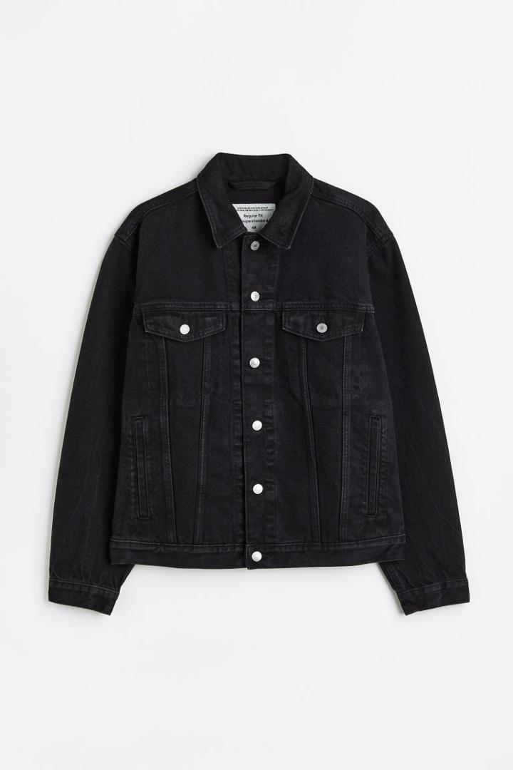 H & M - Regular Fit Denim Jacket - Black