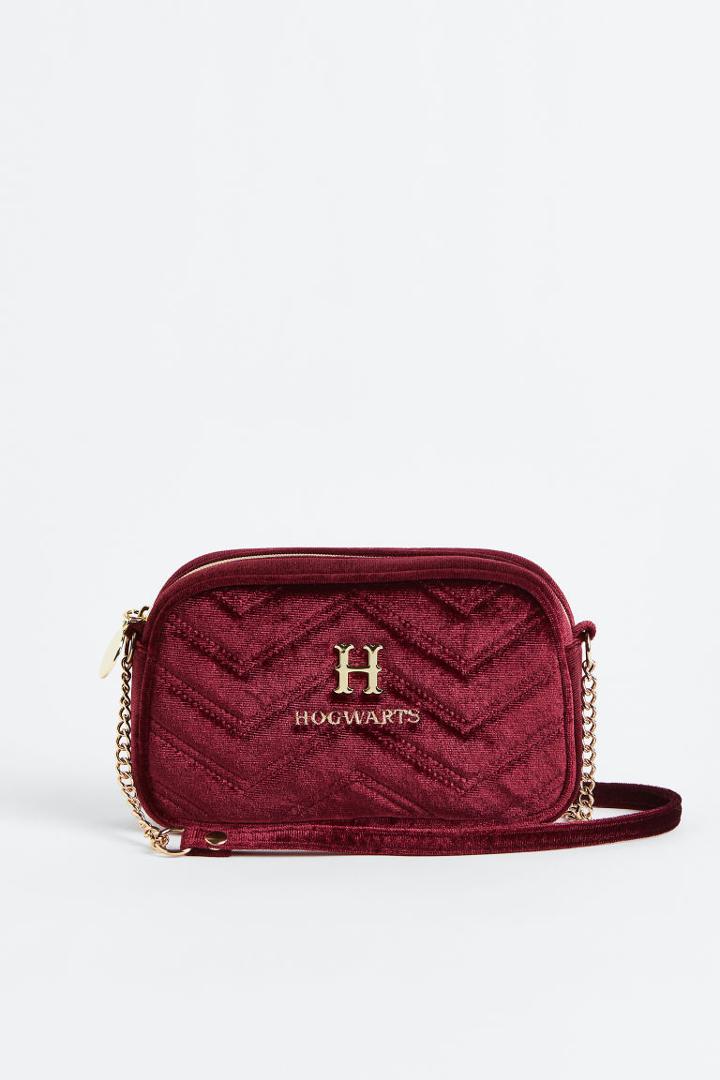 H & M - Velvet Shoulder Bag - Red