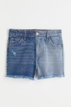 H & M - Relaxed Fit High Denim Shorts - Turquoise