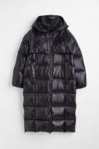 H & M - Oversized Hooded Down Coat - Black