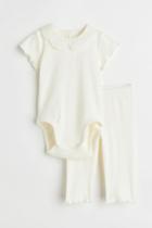 H & M - 2-piece Ribbed Set - White
