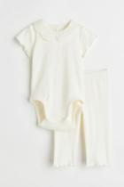 H & M - 2-piece Ribbed Set - White