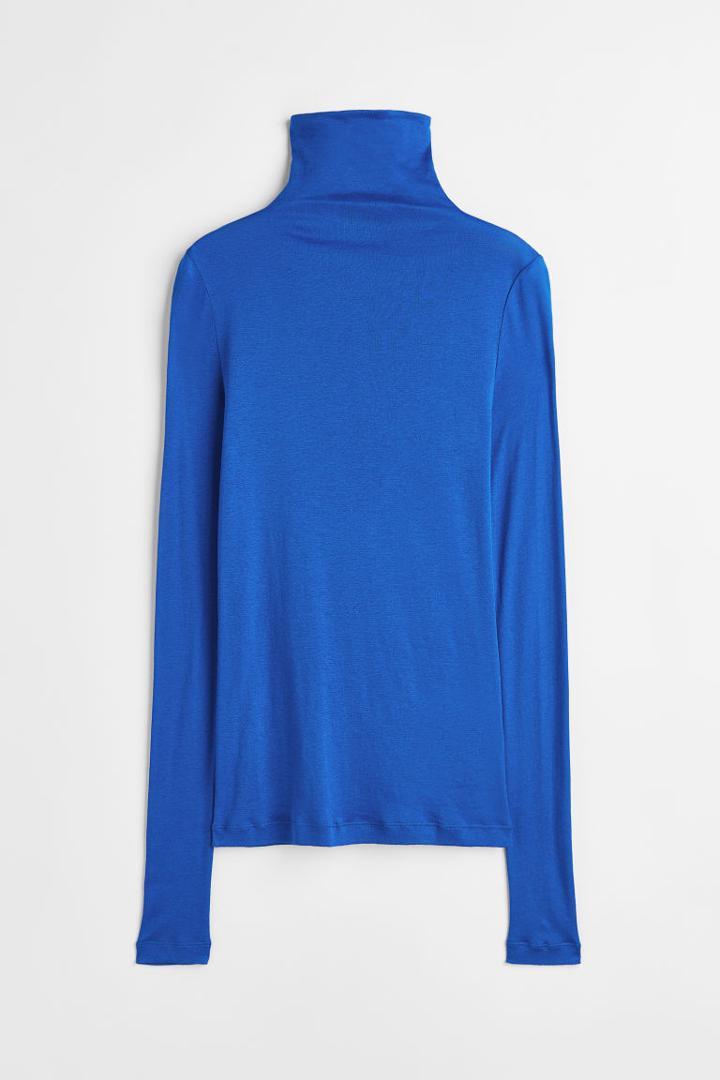 H & M - Pima Cotton Turtleneck Top - Blue