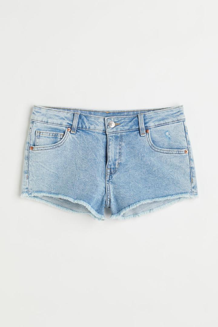 H & M - Low Waist Denim Shorts - Turquoise